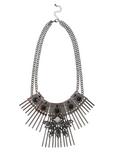 Large Spike Gem Statement Double Chain Necklace, , alternate