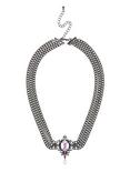 Hematite 3 Chain Iridescent Stone Necklace, , alternate