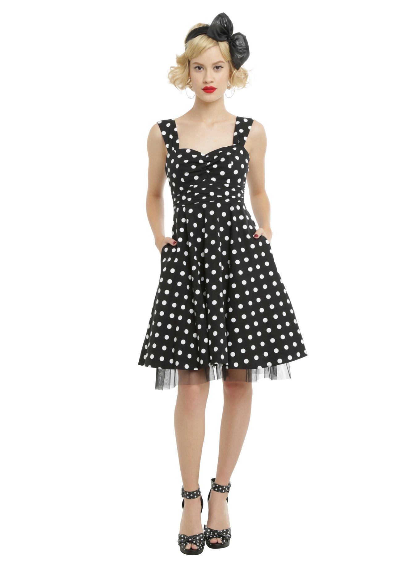 Black & White Polka Dot Swing Dress, , alternate