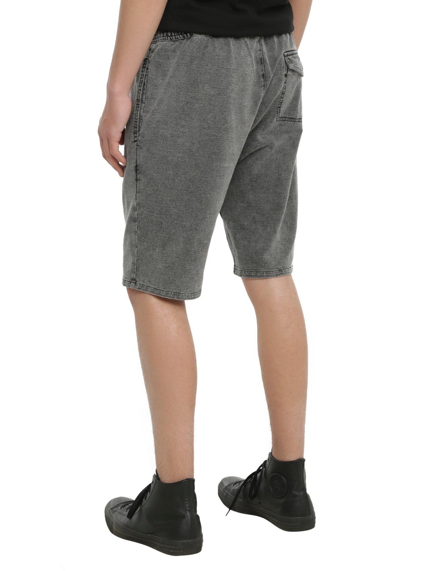 XXX RUDE Grey Mineral Wash Jogger Shorts, , alternate