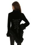 Black Velvet Lace-Up Girls Tailcoat Jacket, , alternate
