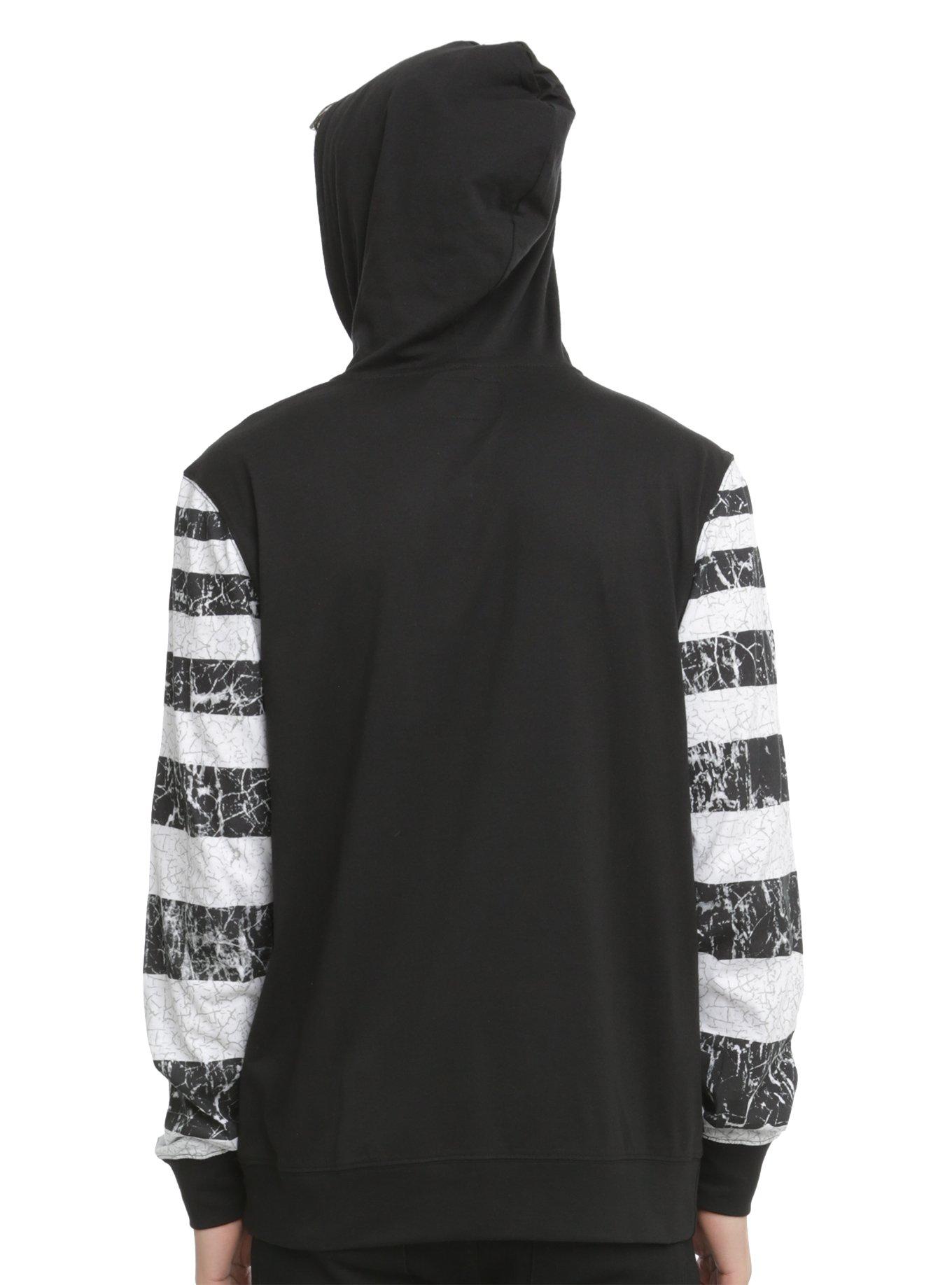 XXX RUDE Distressed Stripe Pullover Hoodie, , alternate