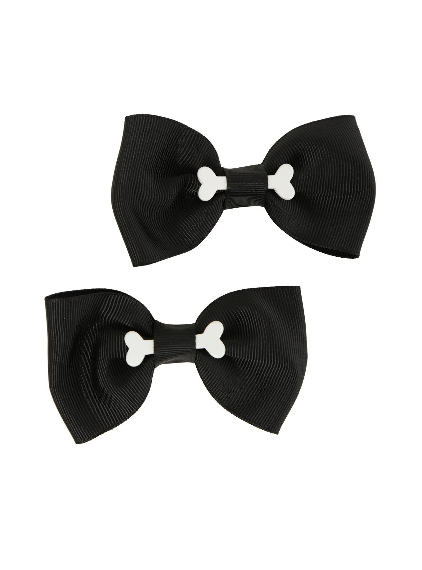 Black & White Bone Hair Bow 2 Pack, , alternate