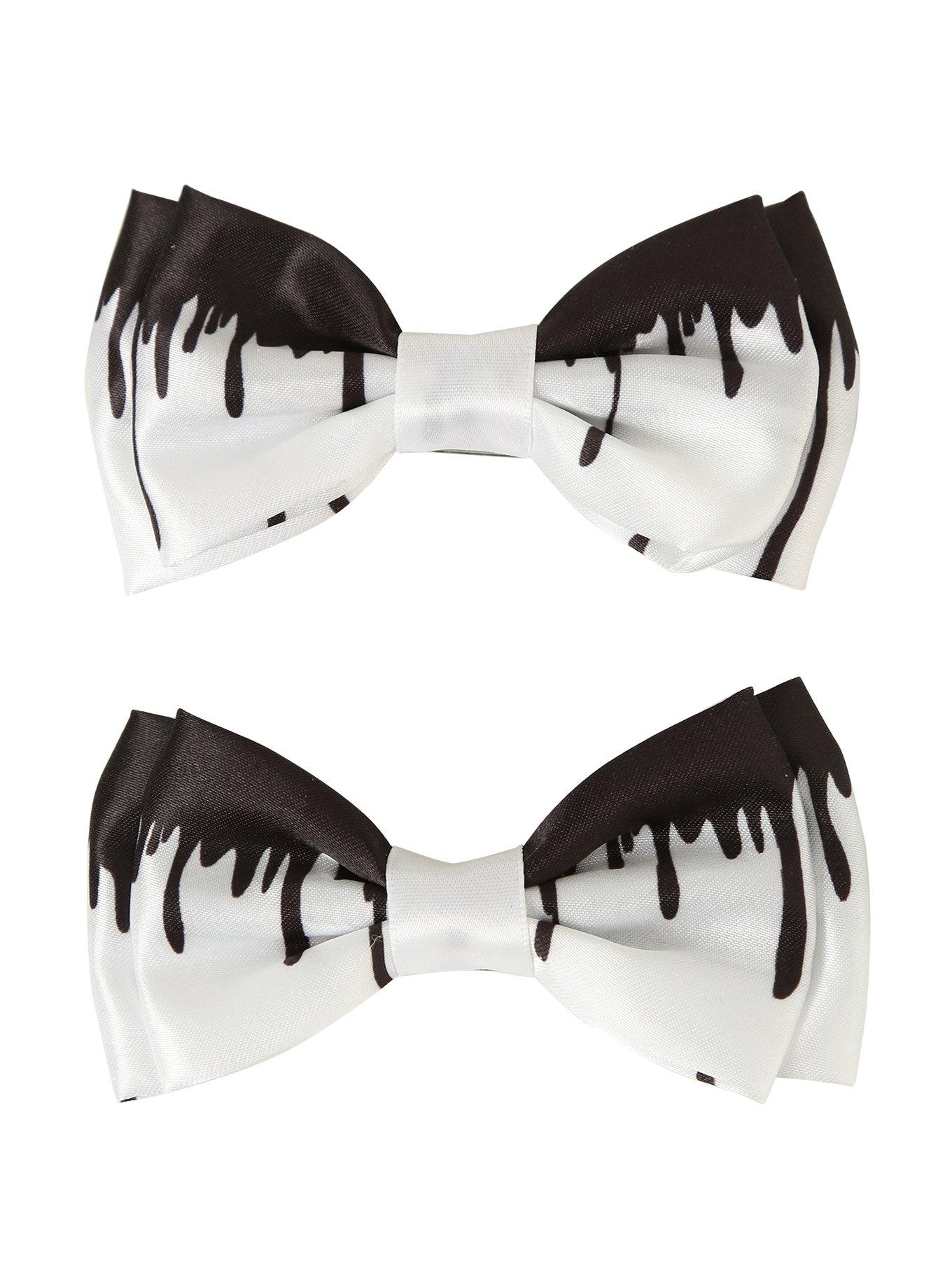 Black & White Drip Hair Bow 2 Pack, , alternate