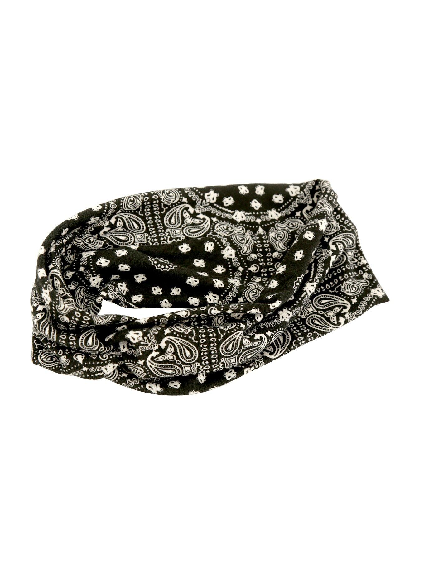 Black & White Bandana Stretch Headband, , alternate
