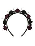 Purple & Black Rose Spiked Headband, , alternate