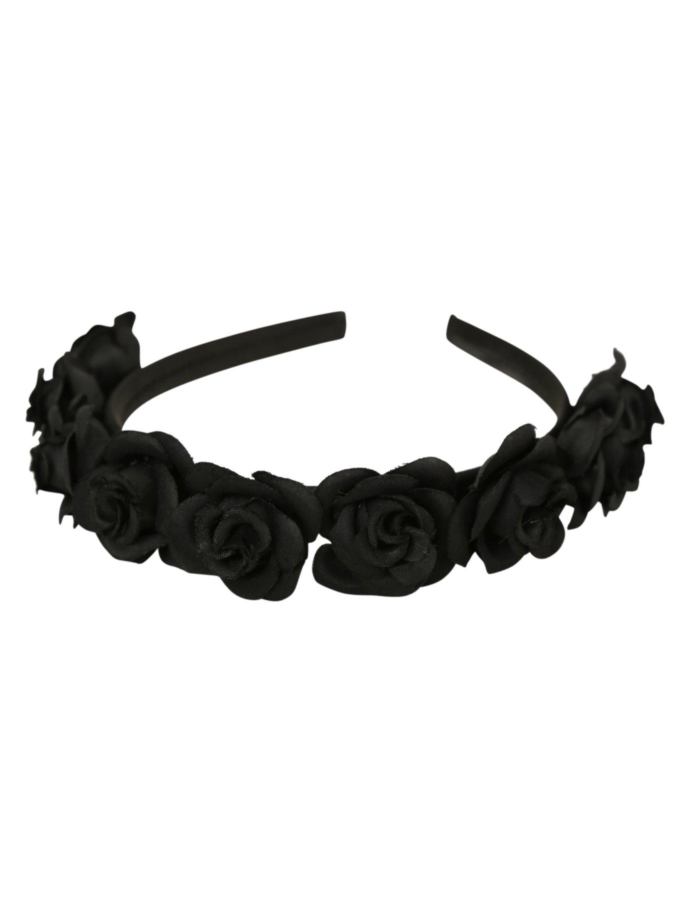 Black Rose Headband, , alternate