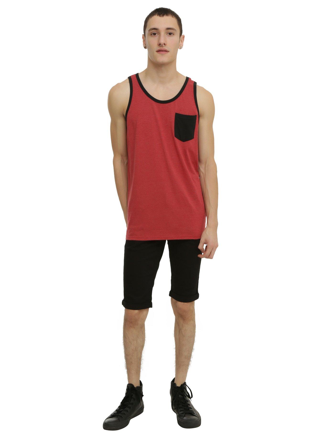 XXX RUDE Red & Black Pocket Tank Top, , alternate