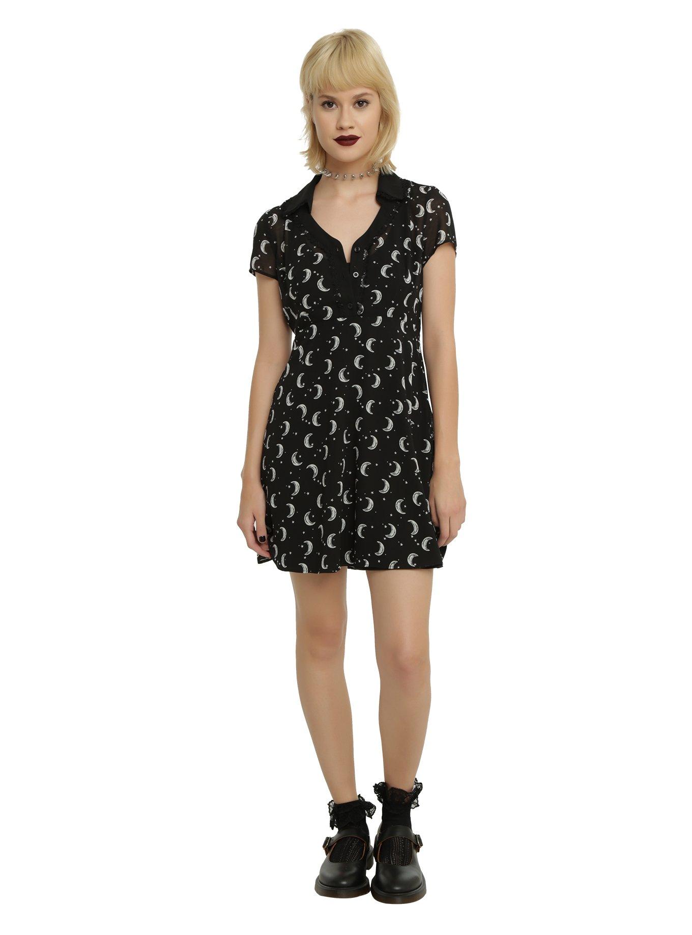 Black Moon & Stars Chiffon Dress, , alternate