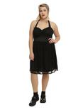 Black Lace Halter Dress Plus Size, , alternate