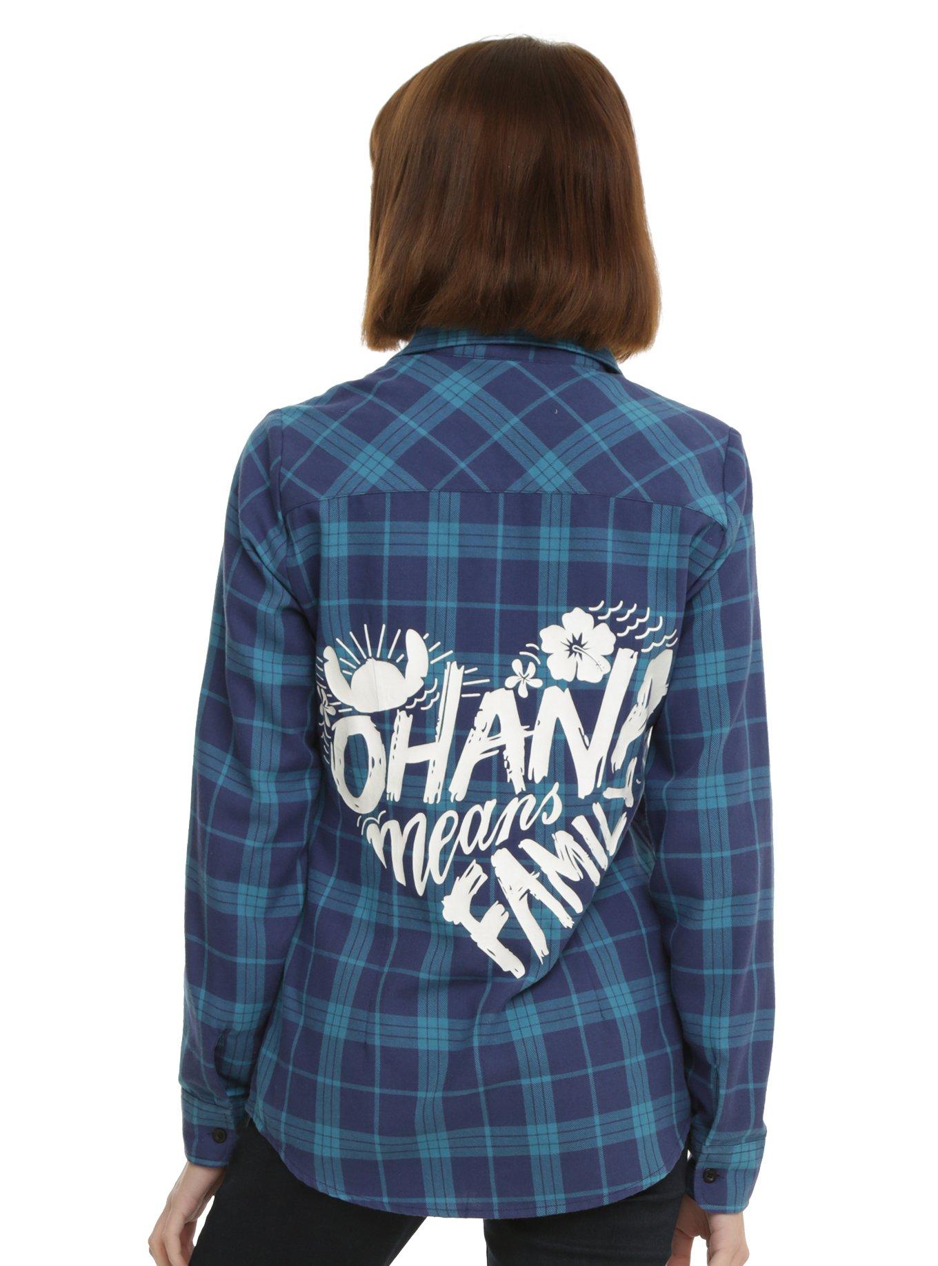 Disney Lilo & Stitch Ohana Plaid Girls Woven Button-Up, , alternate