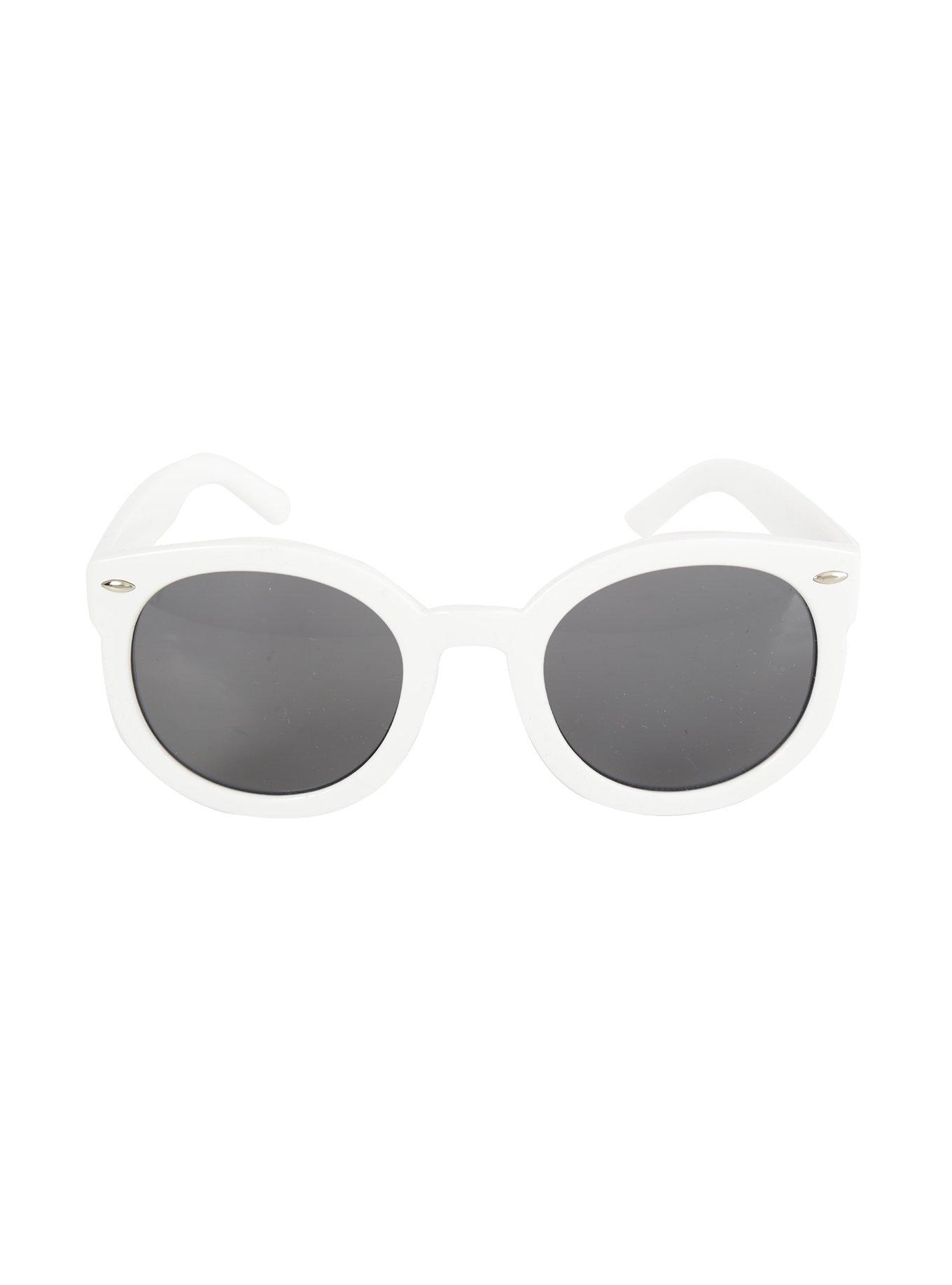 White Round Sunglasses, , alternate
