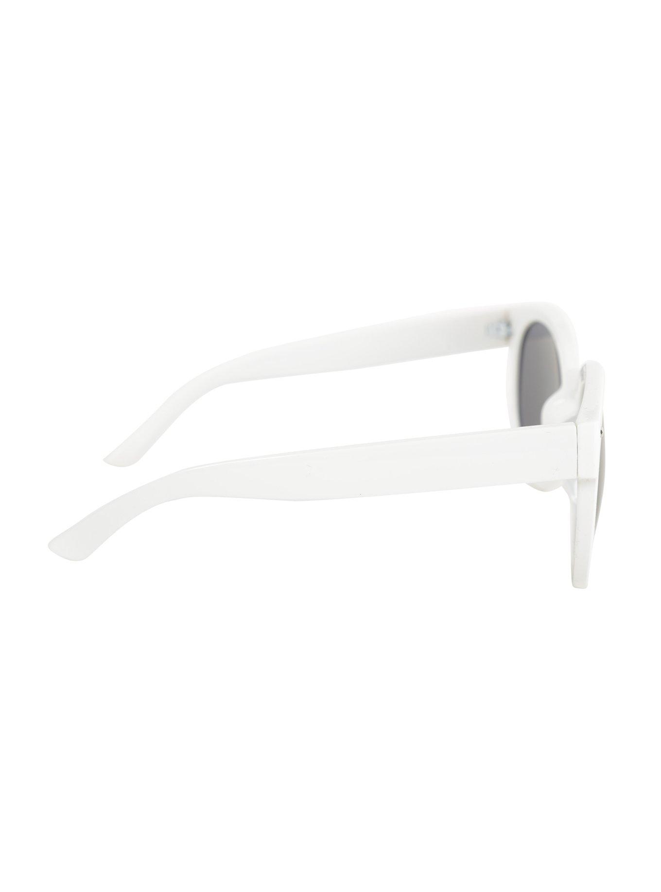 White Round Sunglasses, , alternate
