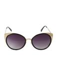 Black & Gold Smoke Lens Cat Eye Sunglasses, , alternate