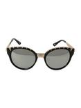 Black Gold Accent Cat Eye With Mirror Lens Sunglasses, , alternate