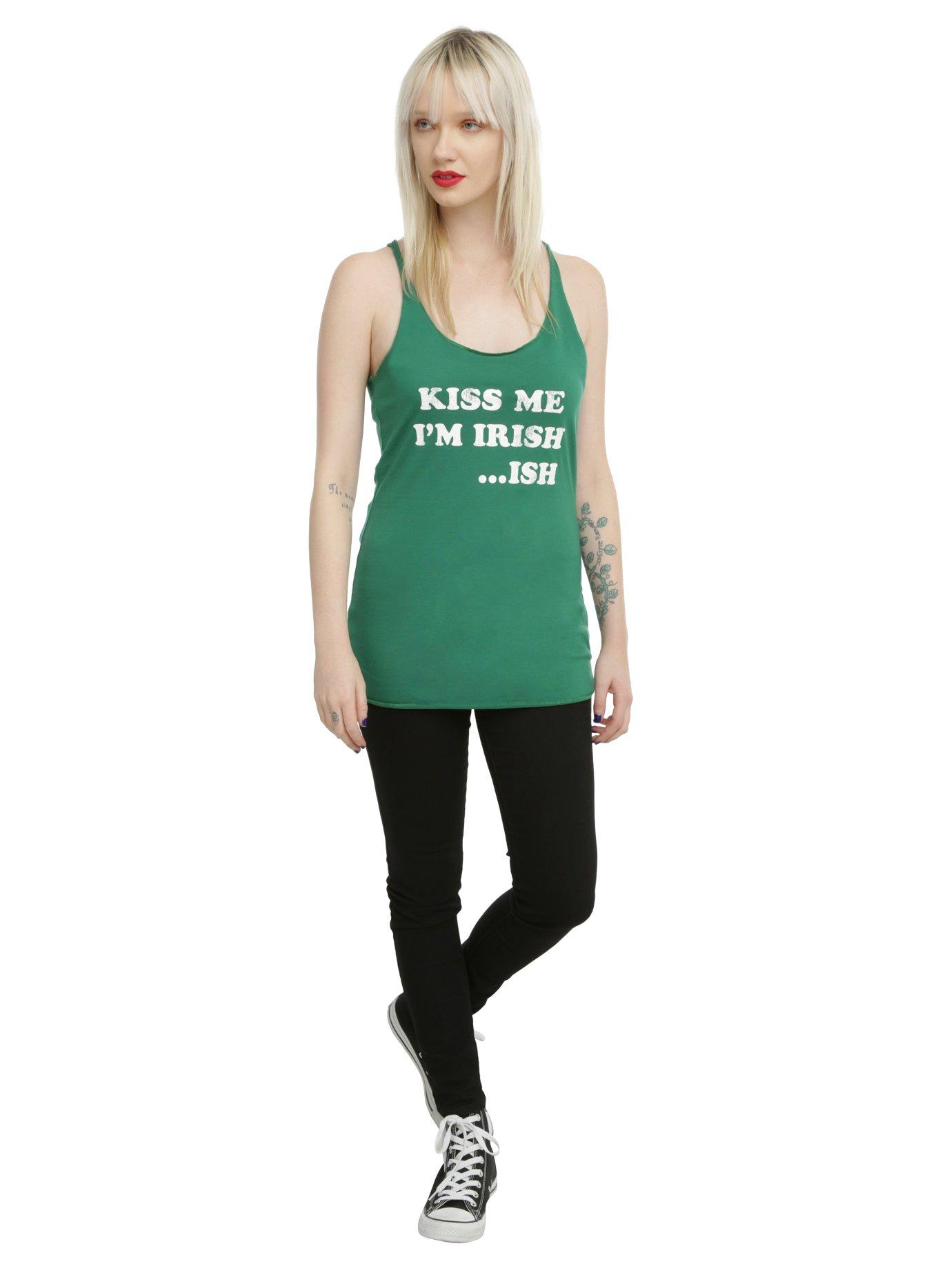 Kiss Me I'm Irish ...Ish Girls Tank Top, , alternate