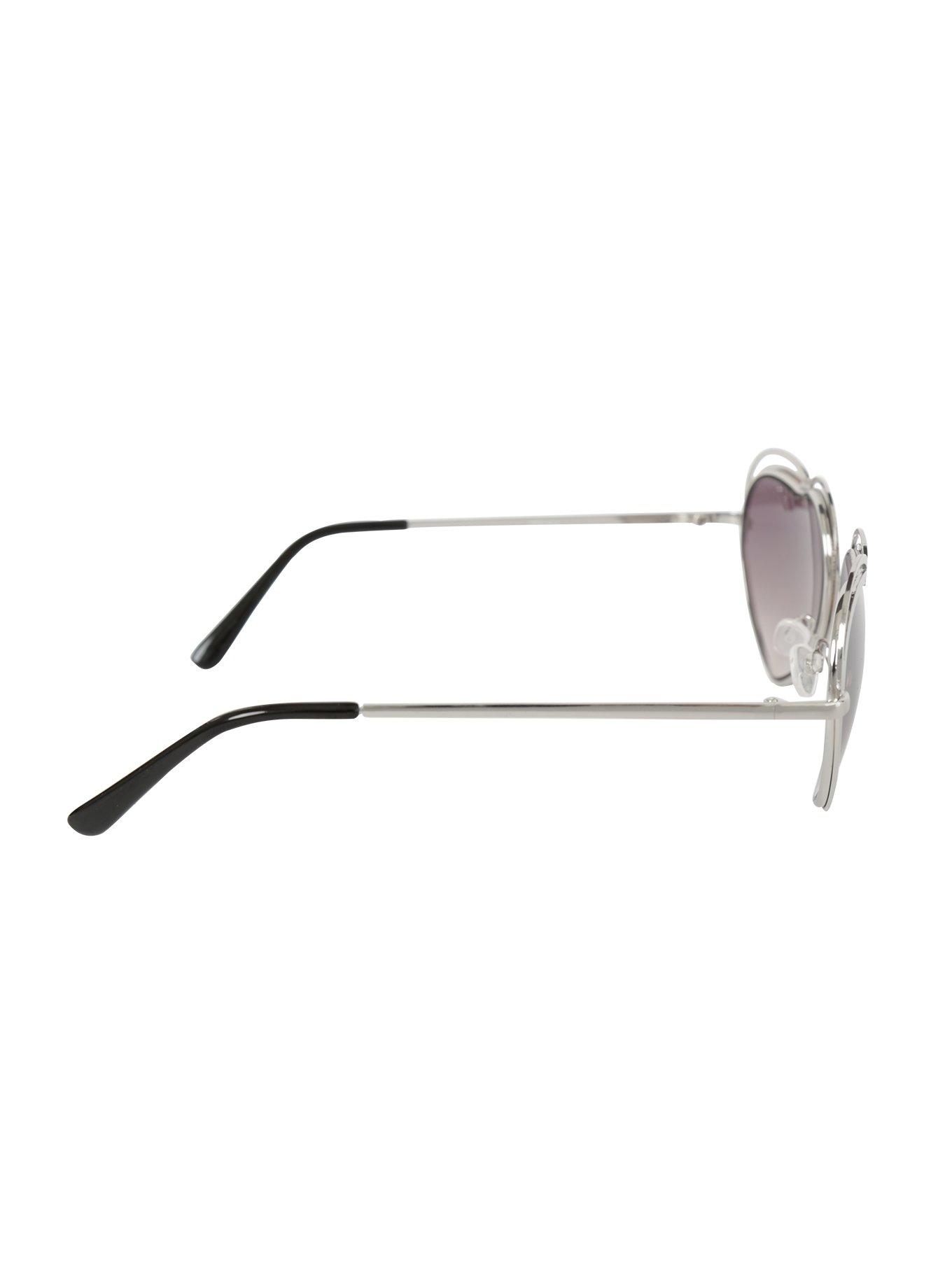 Silver Cut-Out Heart Sunglasses, , alternate