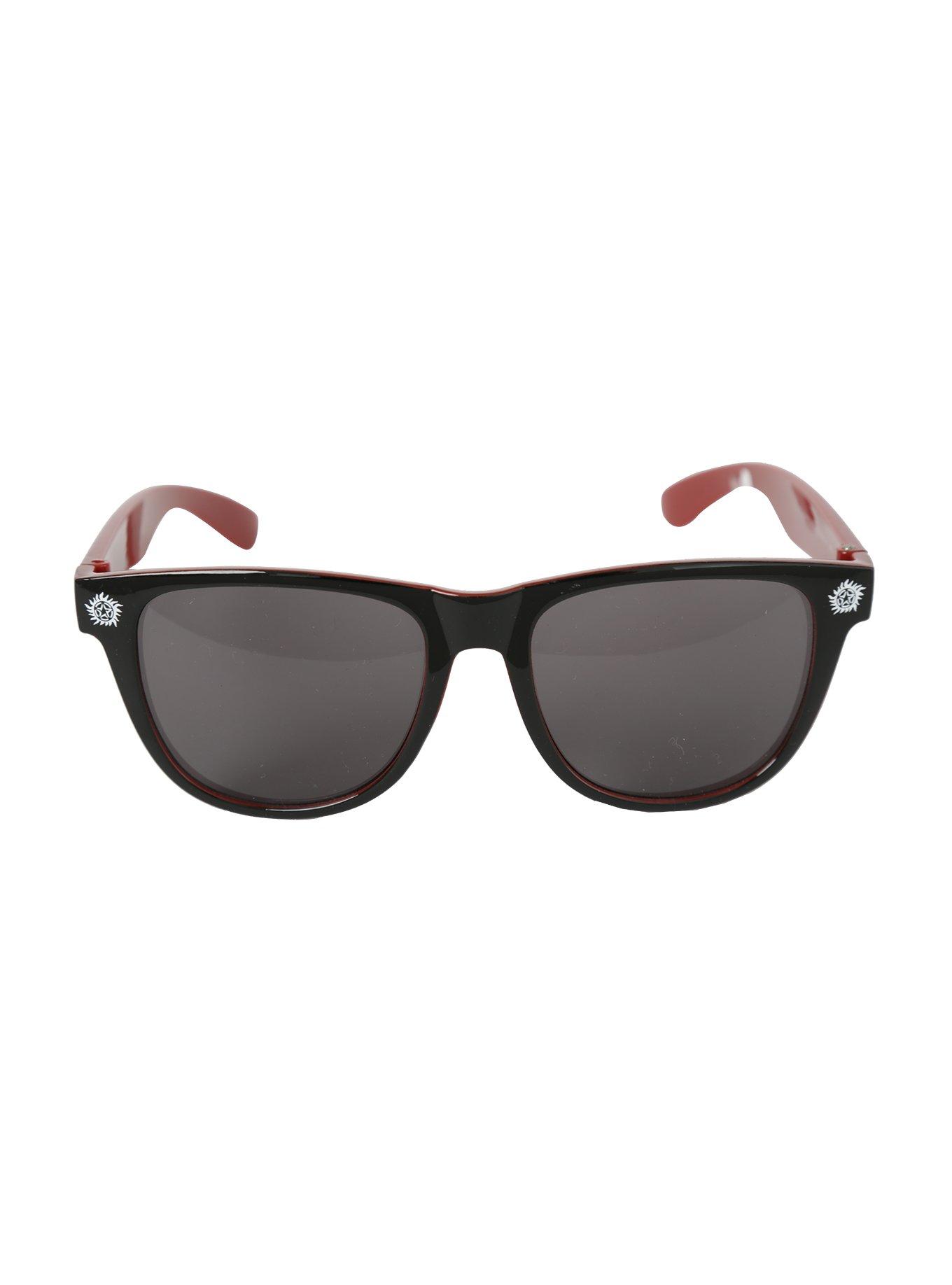 Supernatural Maroon Symbols Retro Sunglasses, , alternate