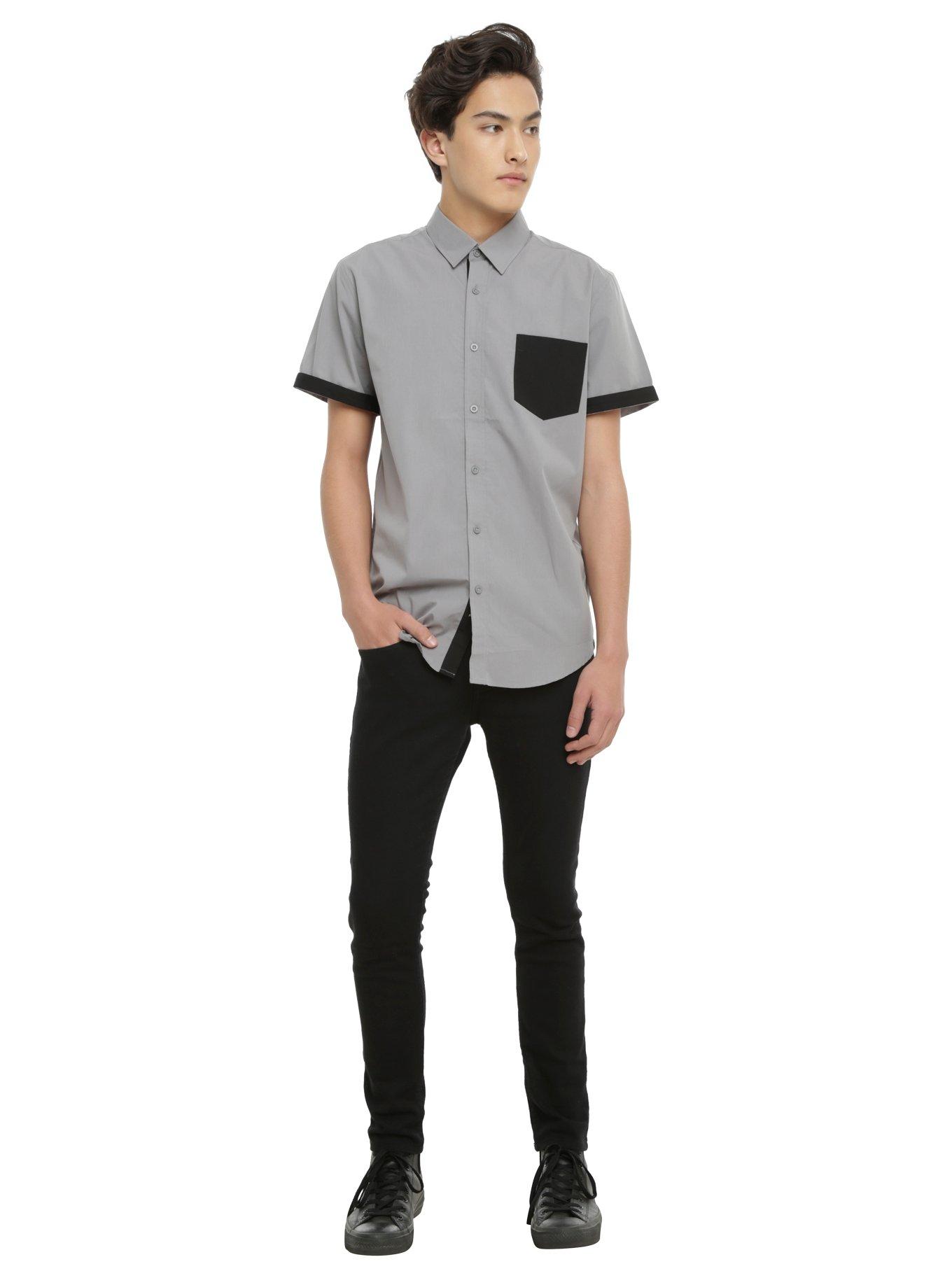 XXX RUDE Grey & Black Short-Sleeved Woven, , alternate