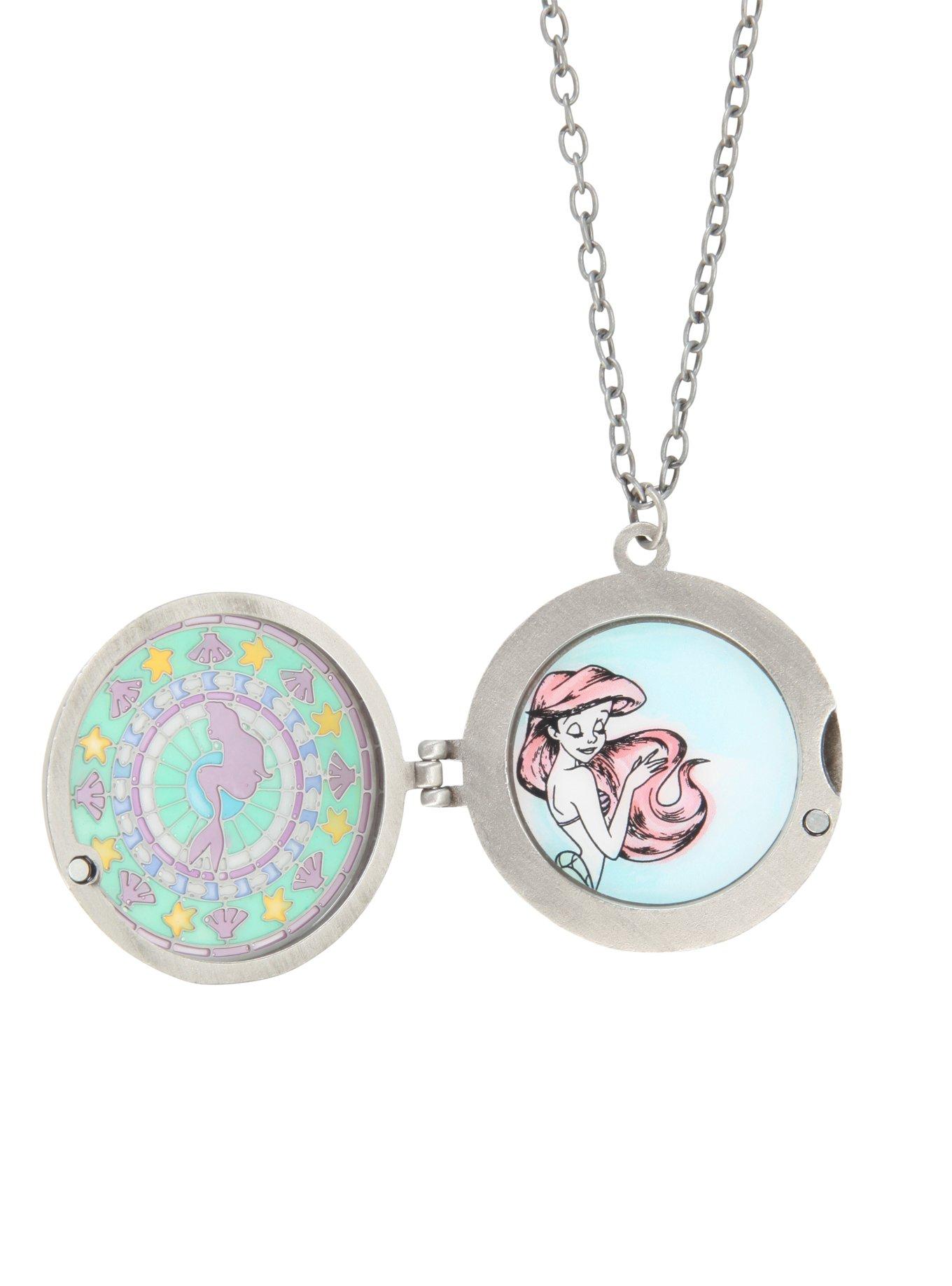Disney The Little Mermaid Ariel Stained Glass Locket Necklace, , alternate