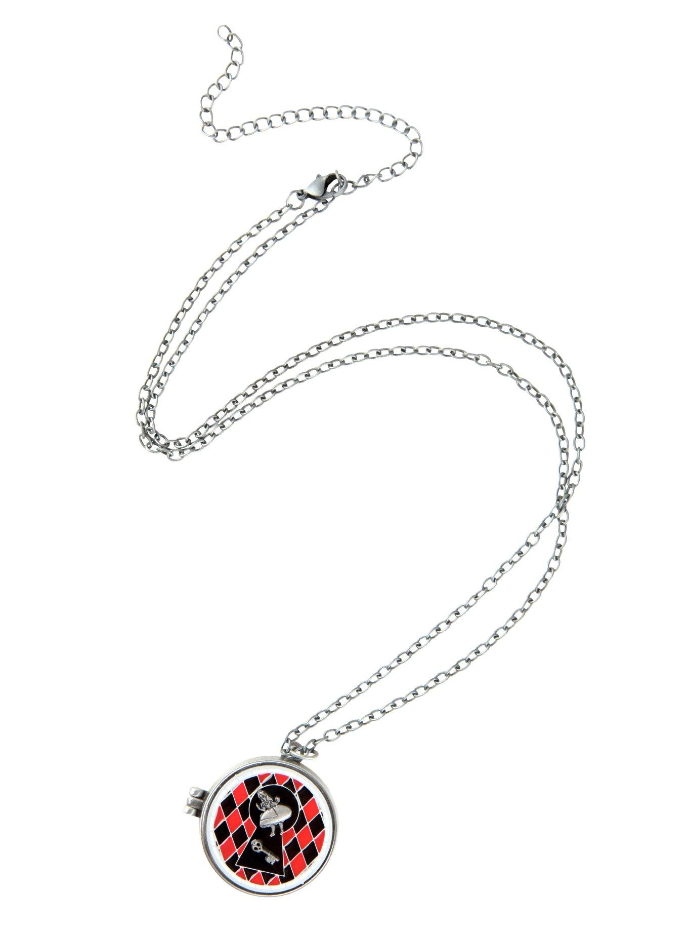 Disney Alice In Wonderland Curiouser And Curiouser Stained Glass Locket Necklace, , alternate