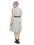 White & Black Polka Dots Swing Dress Plus Size, , alternate