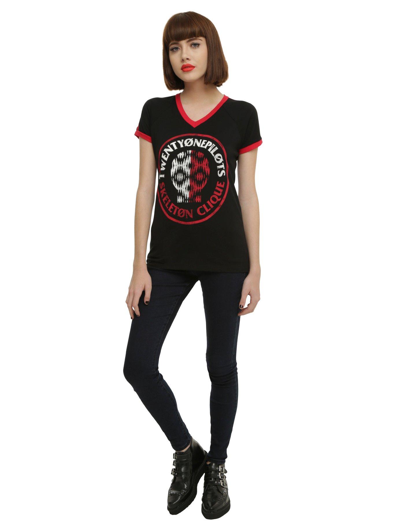 Twenty One Pilots Skeleton Clique Girls Athletic T-Shirt, , alternate