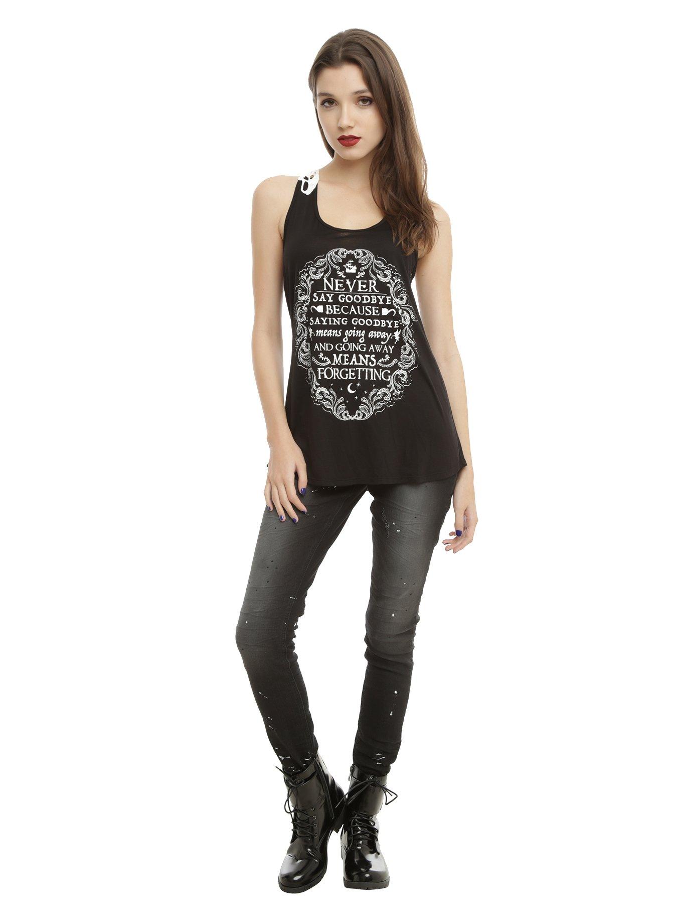 Disney Peter Pan Crochet Back Skull Girls Tank Top, , alternate
