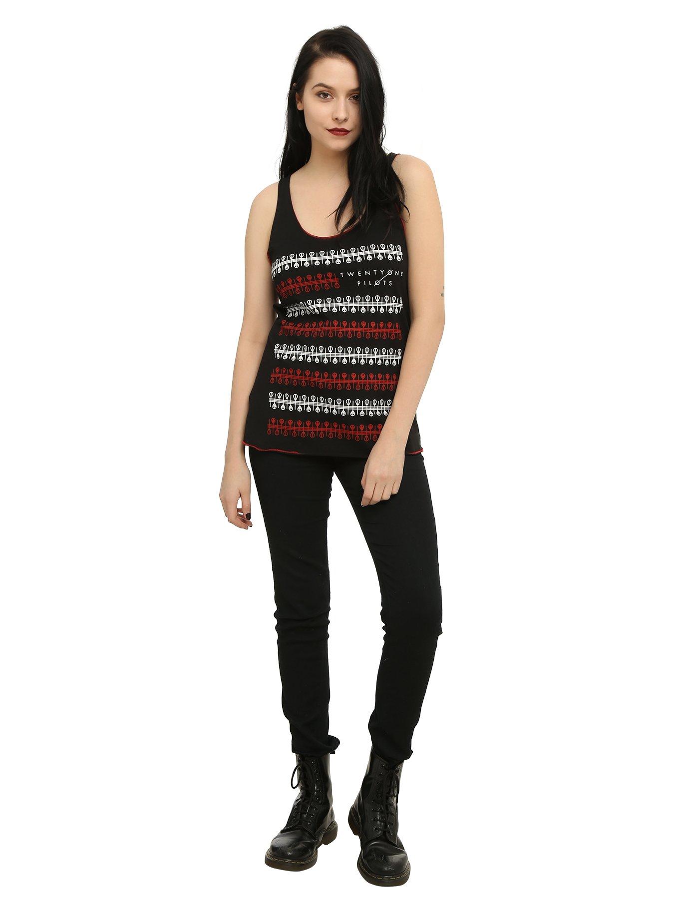 Twenty One Pilots Red Stitch Girls Tank Top, , alternate