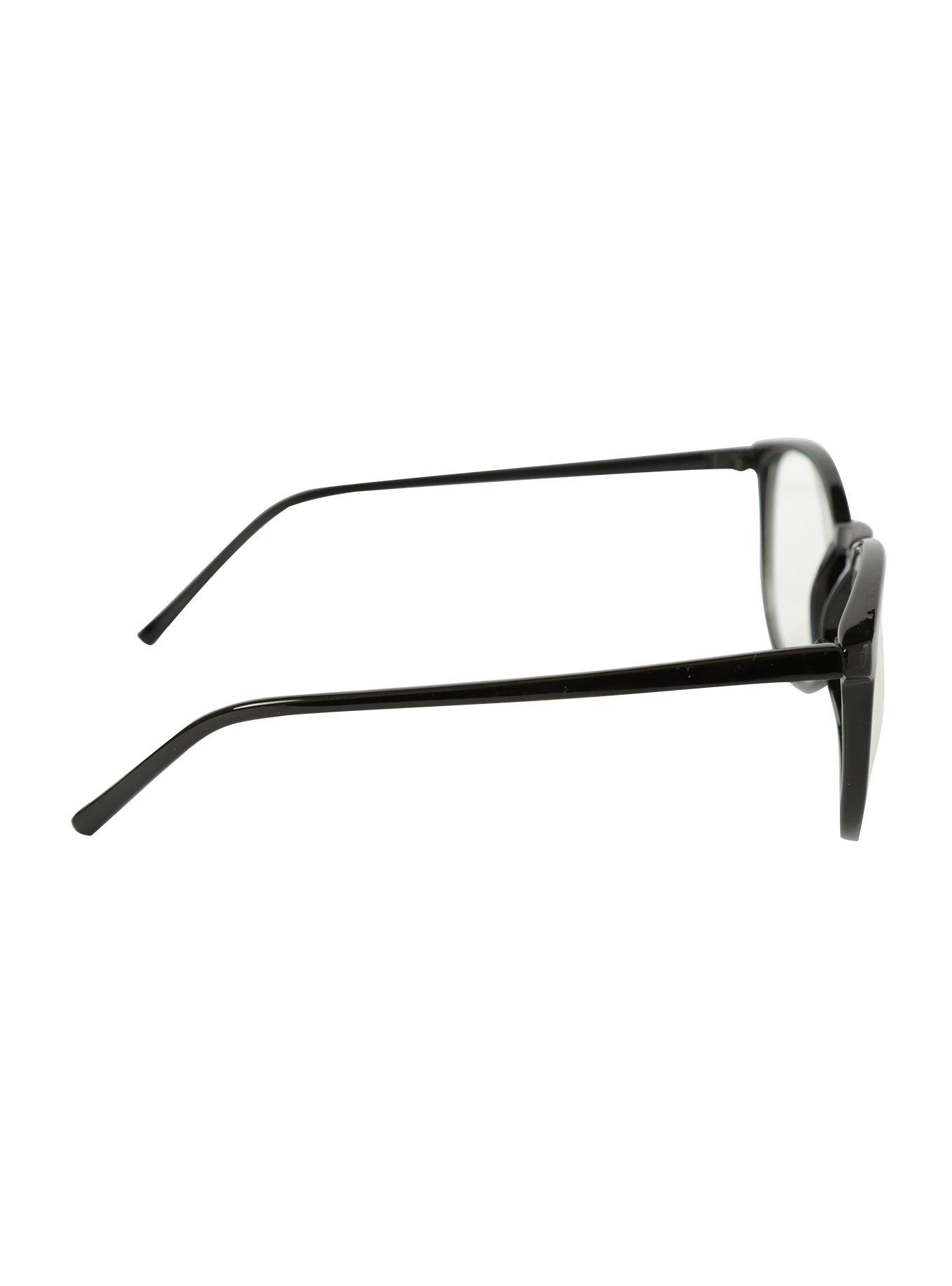 Thin Black Clear Lens Round Glasses, , alternate