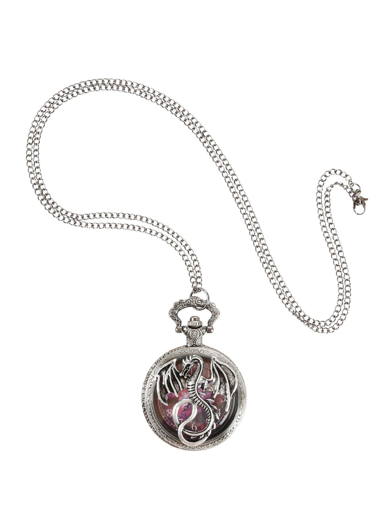 Galaxy Dragon Pocket Watch Necklace, , alternate