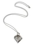 Burnished Silver Tone Heart Rib Cage Pocket Watch Necklace, , alternate