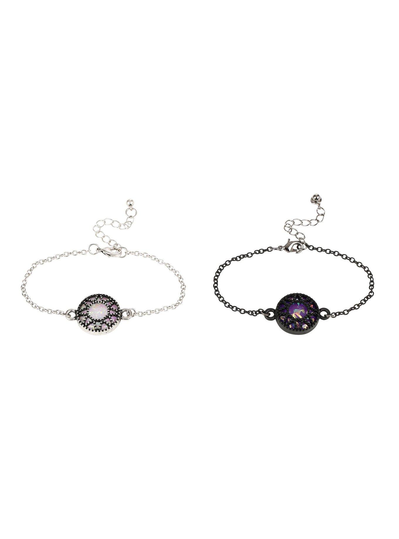 Purple & Oval Opal Flower Bracelet Set, , alternate