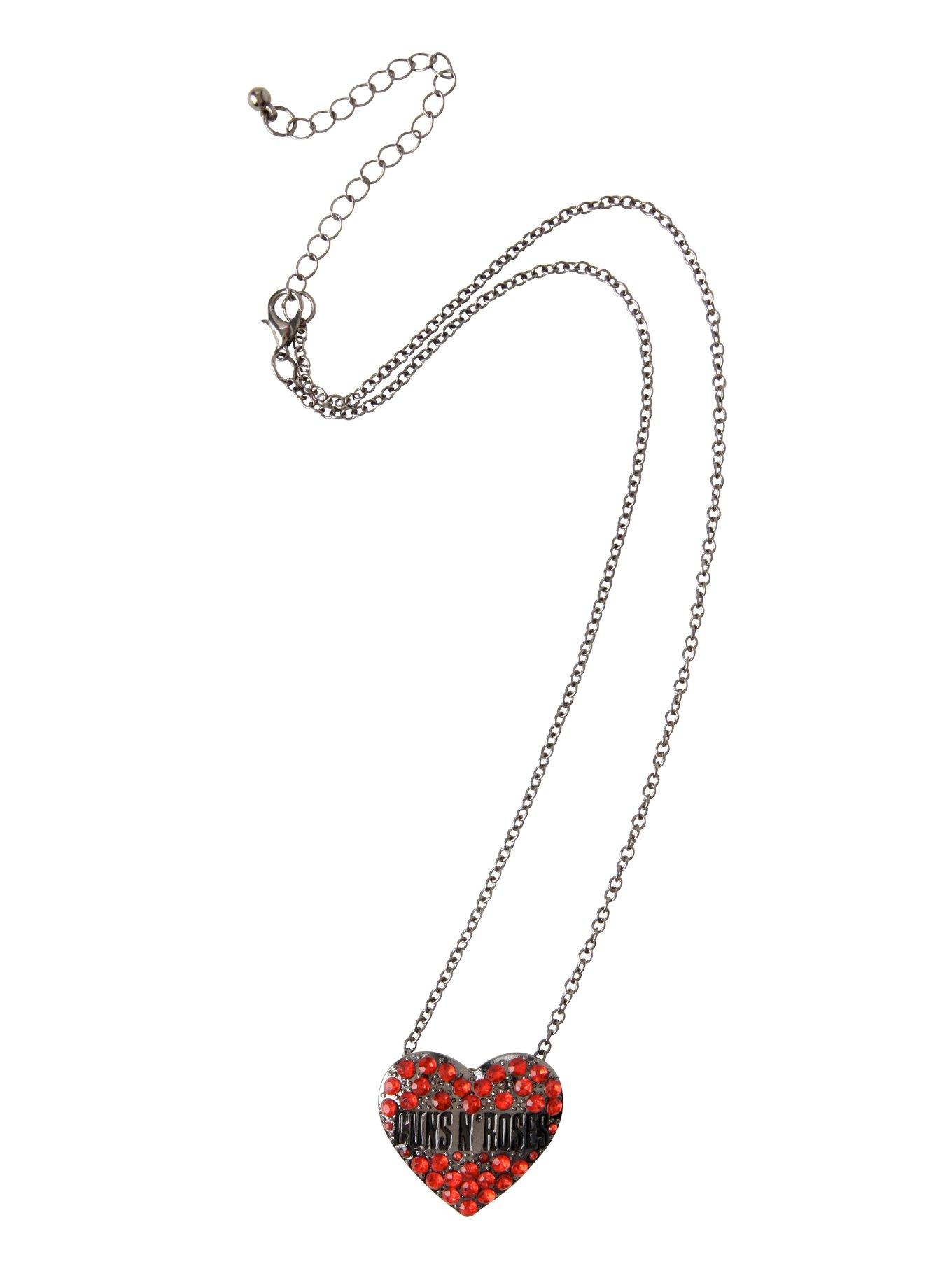 Guns N' Roses Bling Heart Necklace, , alternate