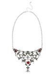 Silver Filigree & Red Heart Bead Necklace, , alternate