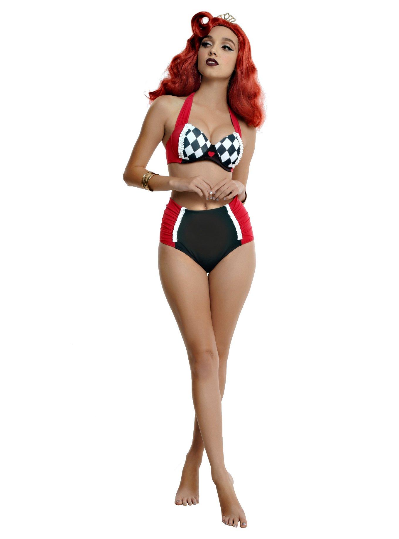 Disney Alice In Wonderland Queen Of Hearts Swim Top, , alternate