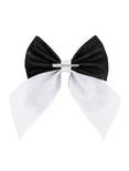 White With Black Glitter Drip Cheer Hair Bow, , alternate