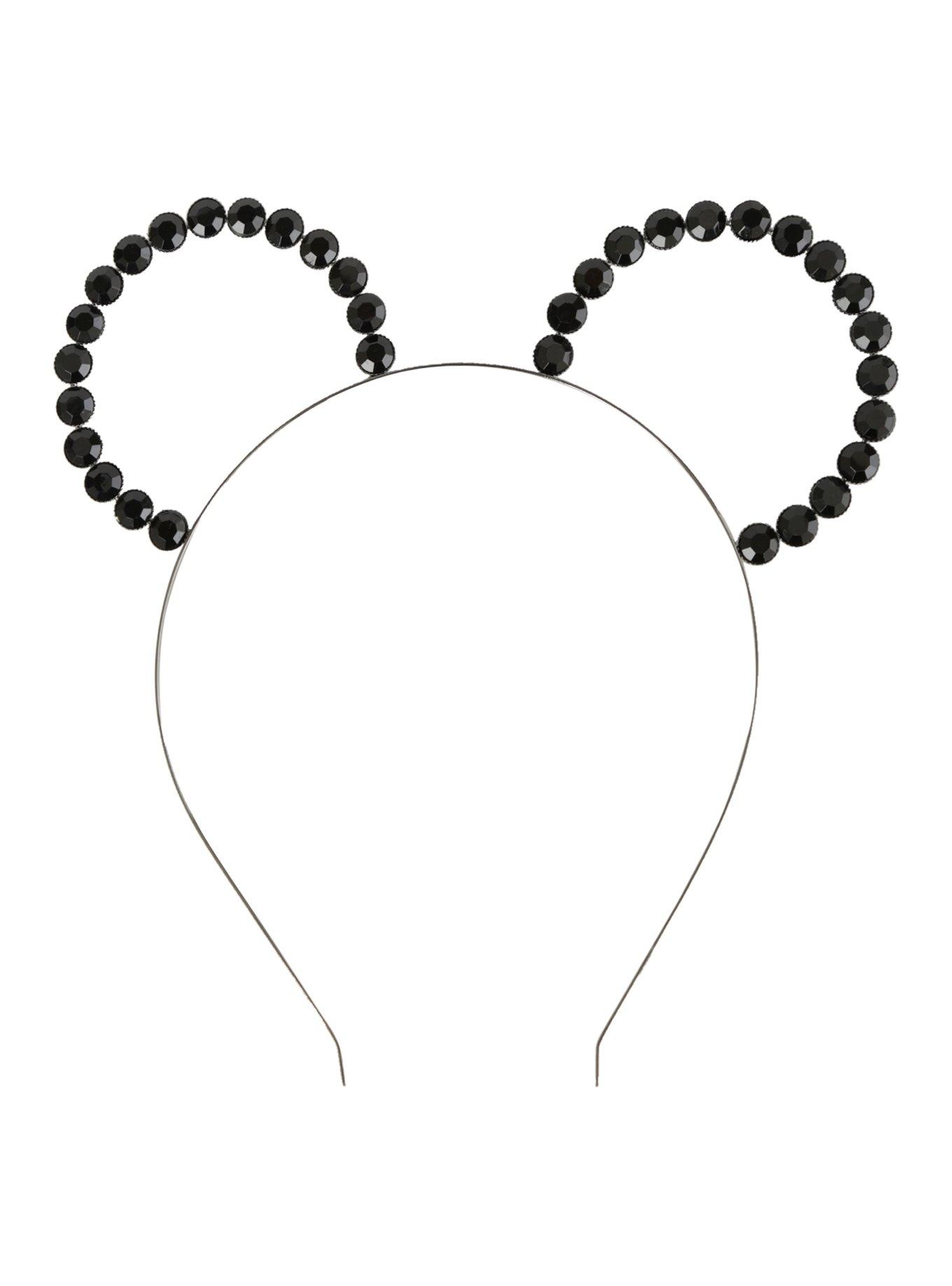 Black Gem Bear Ear Headband, , alternate