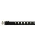 Two-Row Black Faux Leather Silver Grommet Belt, , alternate