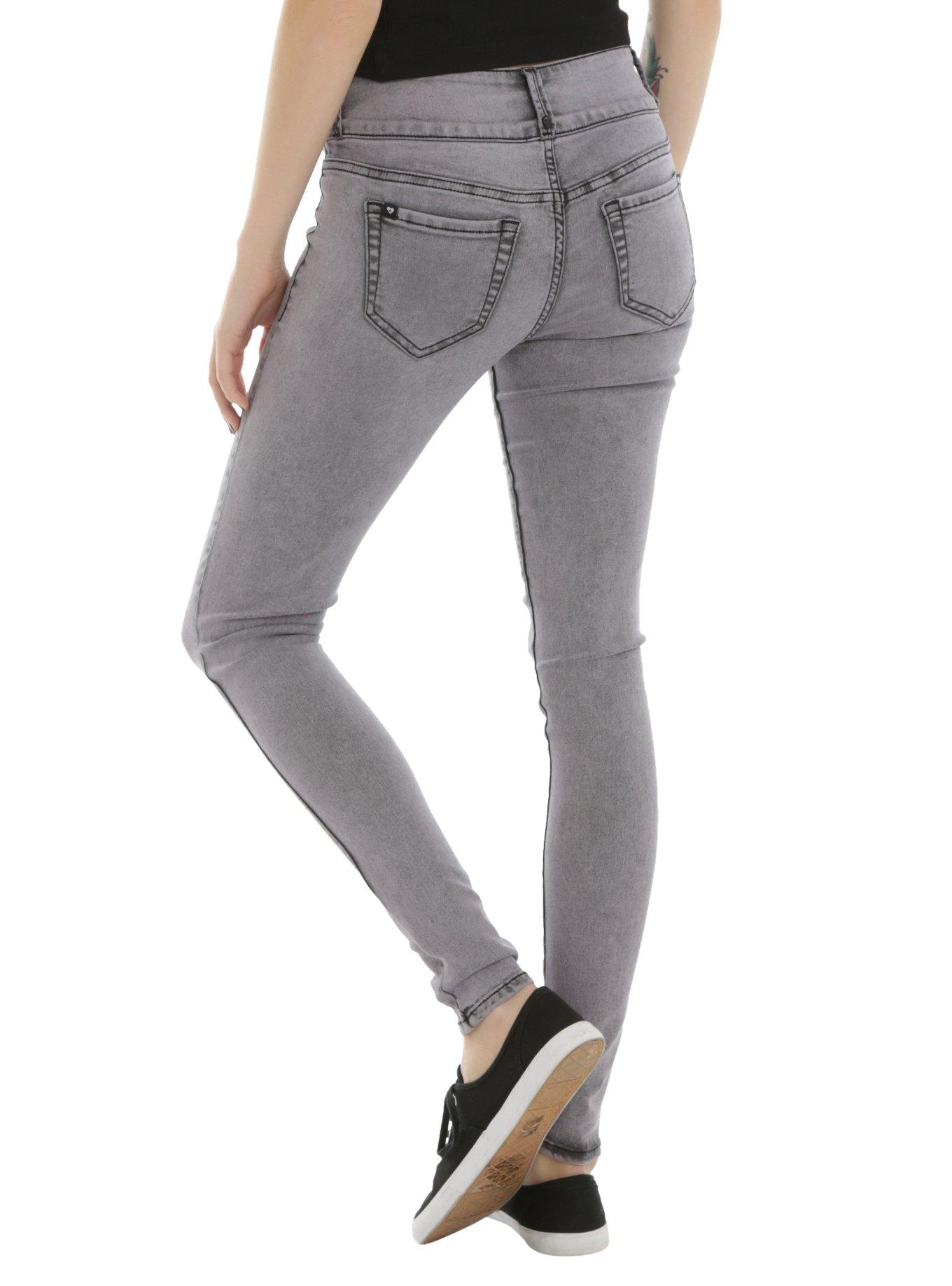 Blackheart Purple Acid Wash Super Skinny Jeans, , alternate