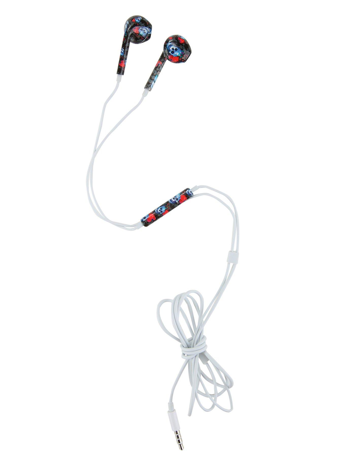 MiCase Skull Butterfly Floral Print Earbuds, , alternate - view 2
