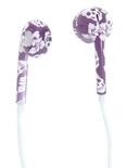 Micase Purple Skull Floral Print Earbuds, , alternate