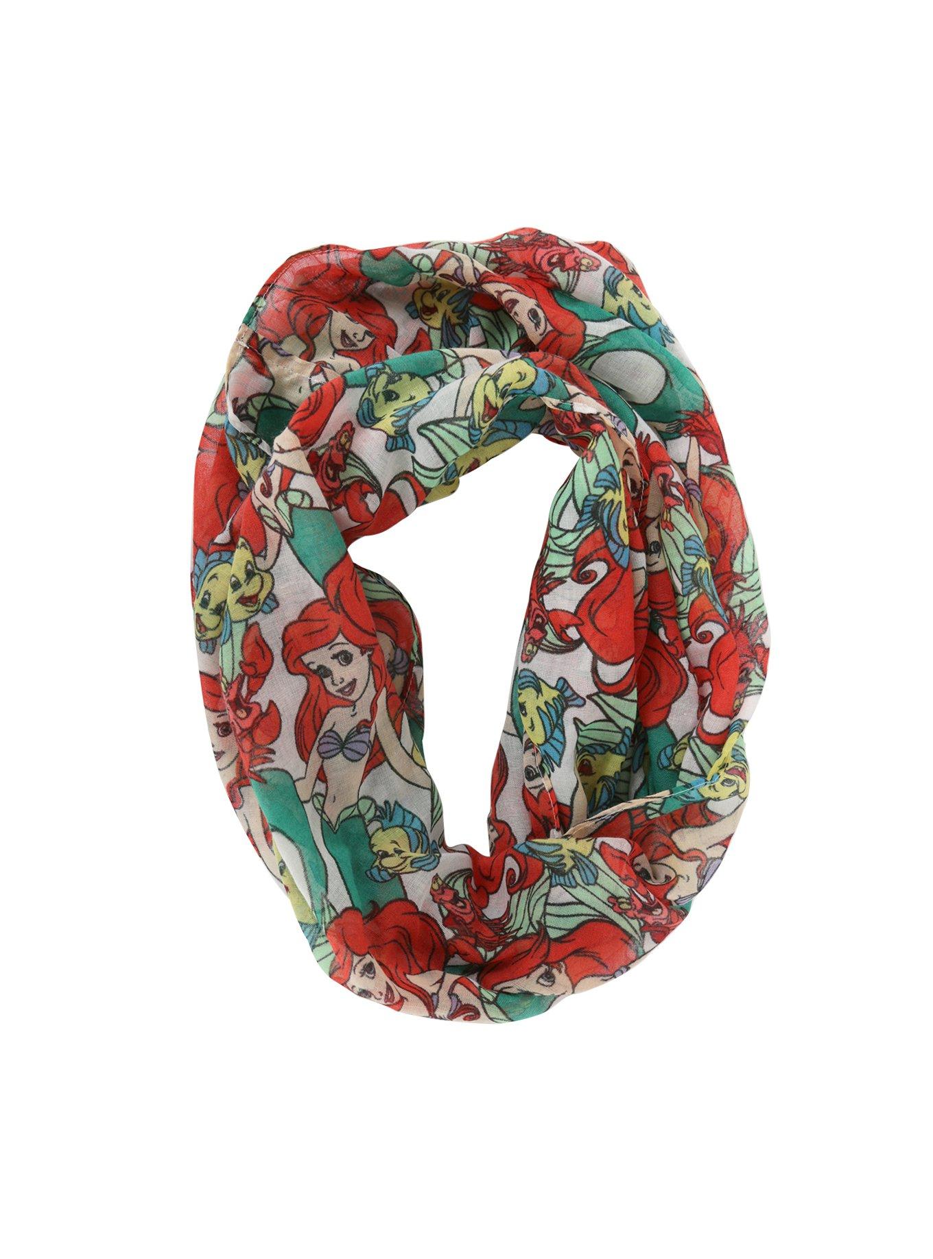 Disney The Little Mermaid Ariel White Stacked Character Viscose Infinity Scarf, , alternate
