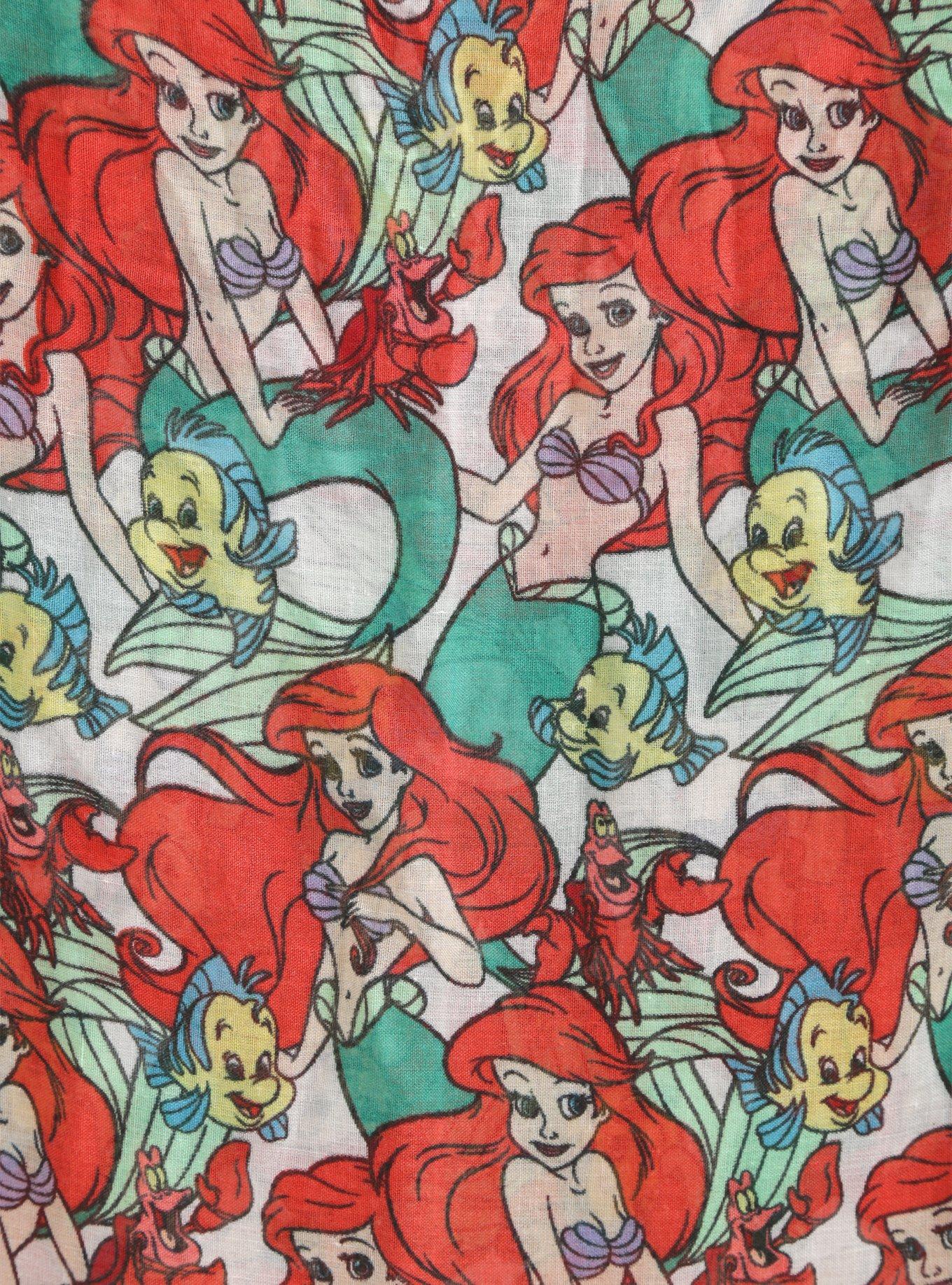 Disney The Little Mermaid Ariel White Stacked Character Viscose Infinity Scarf, , alternate