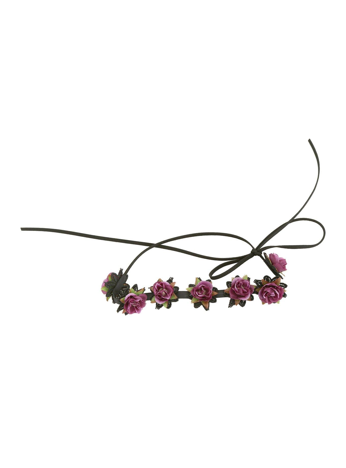 Purple Rose Headband Tie, , alternate