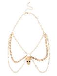Blackheart Gold Skull Pendant Collar Necklace, , alternate