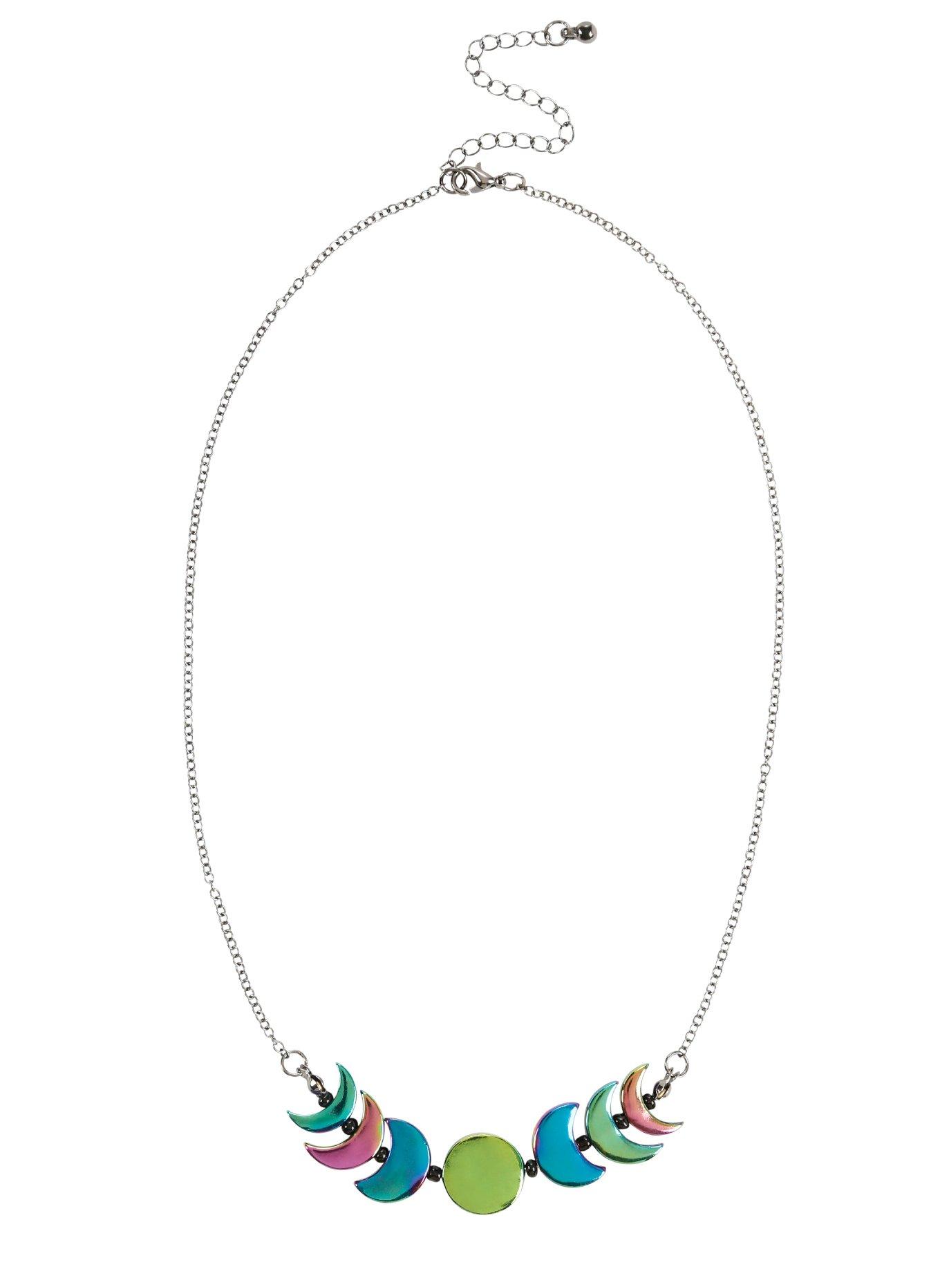 Rainbow Moon Phases Necklace, , alternate