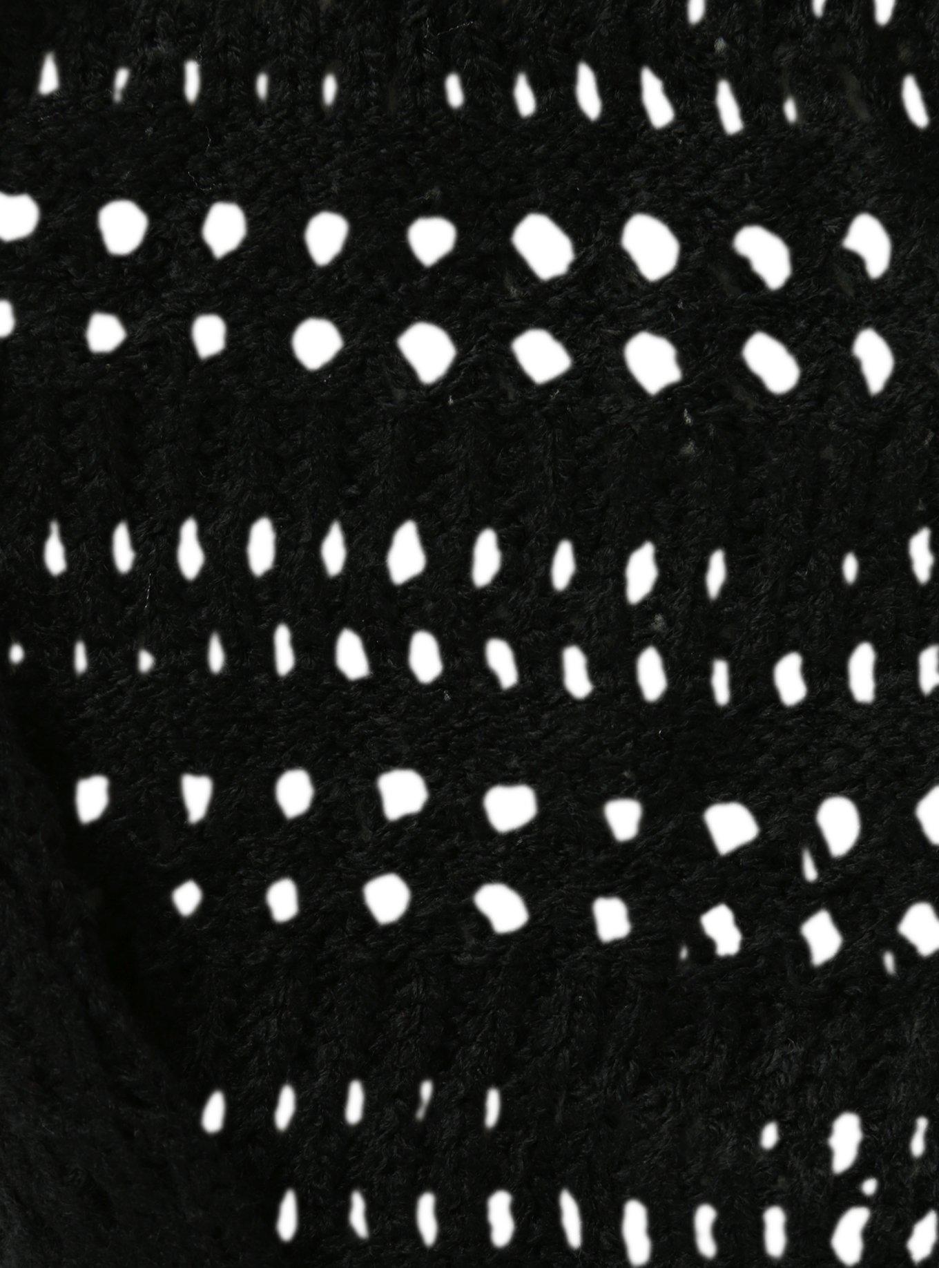 Black Crochet Skinny Scarf, , alternate