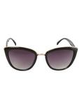 Black & Gold Metal Cat Eye Sunglasses, , alternate