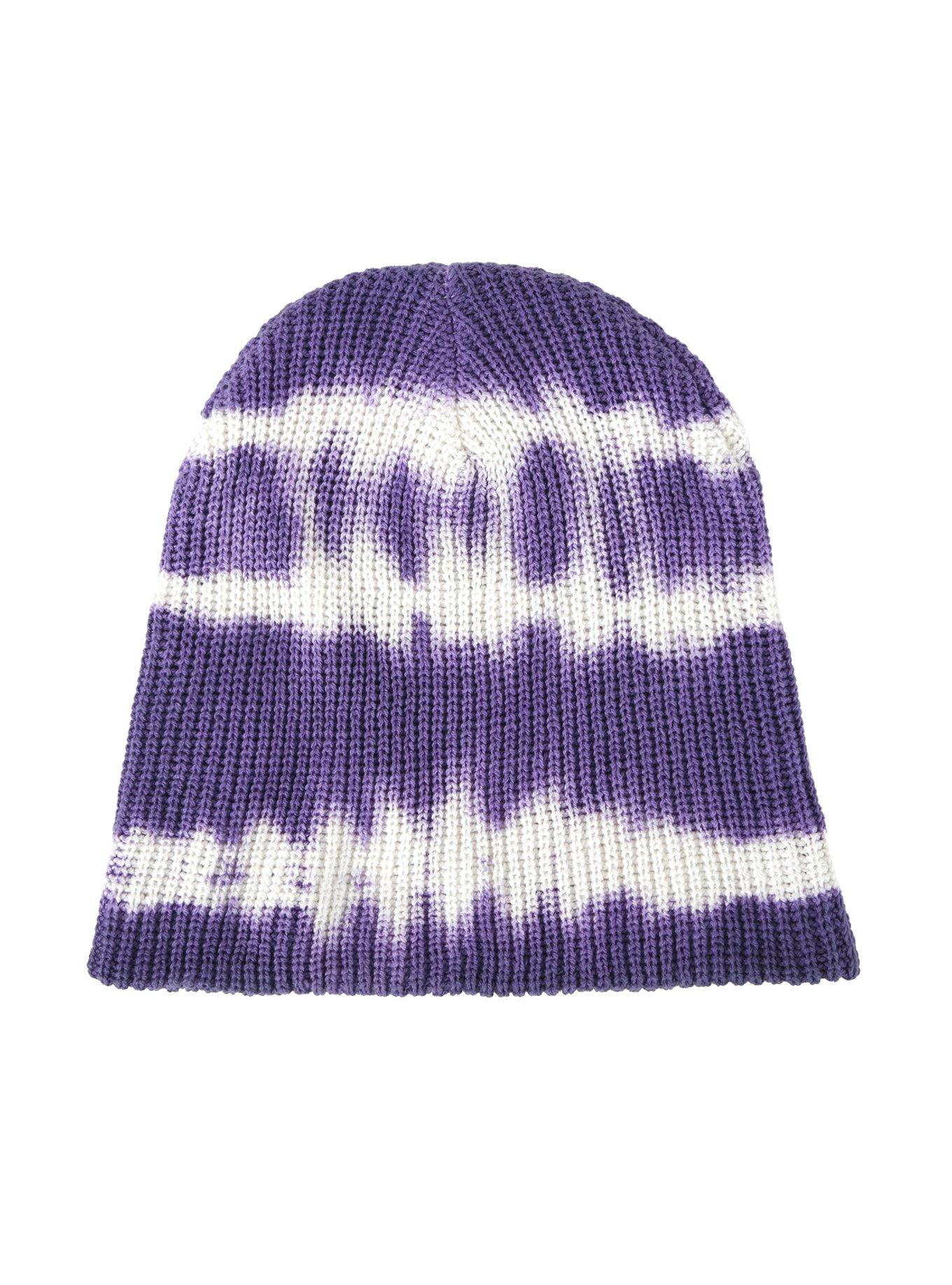 Purple Tie Dye Knit Beanie, , alternate
